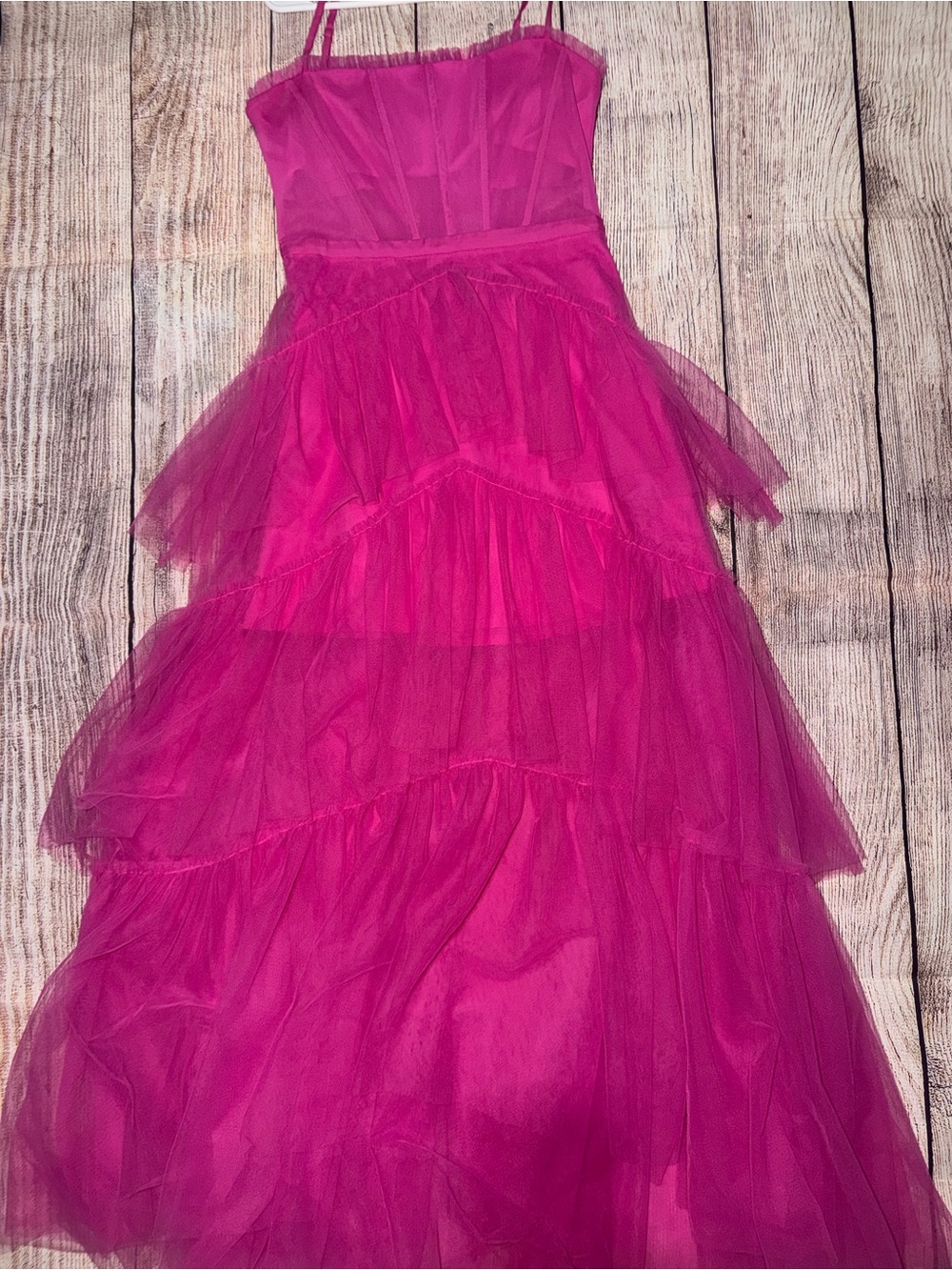 Adam Girls' Hot Pink Tiered Tulle Formal Dress